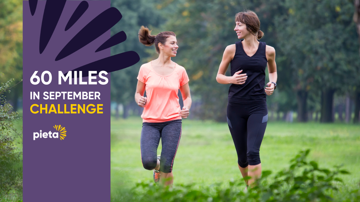 60 Miles in September Challenge: two Women Running in the Park